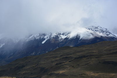 Scenic view of snow mountains against sky