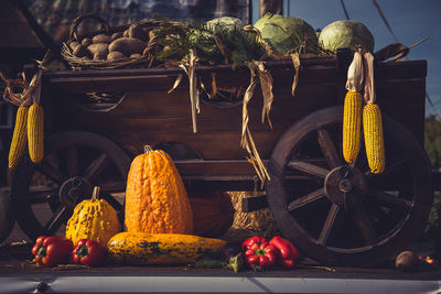 Close-up of vegetables in cart