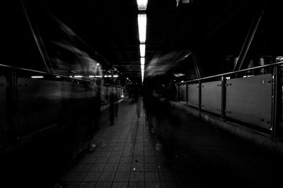 Blurred motion of railroad station at night