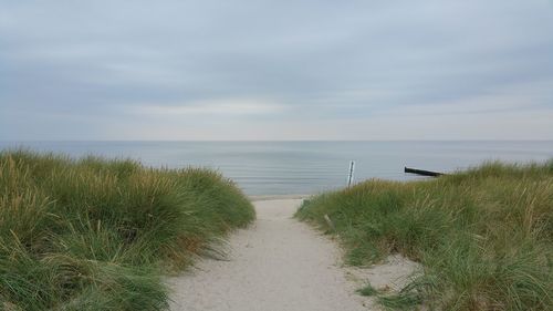 Scenic view of sea against cloudy sky