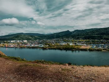 Scenic view of lake against sky