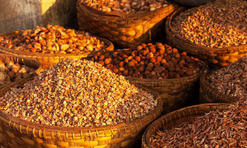 High angle view of food for sale at market stall