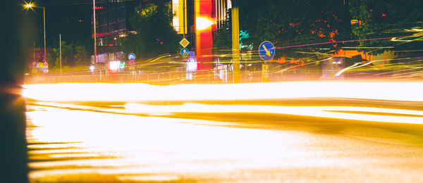 Light trails on street at night