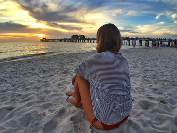 Scenic view of sea at sunset