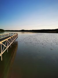 Scenic view of lake against clear sky