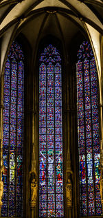 Multi colored glass window in temple