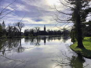 Scenic view of lake against sky