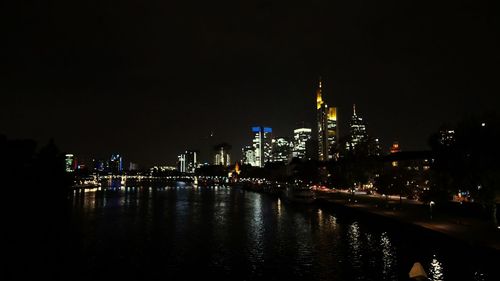 View of illuminated city at night