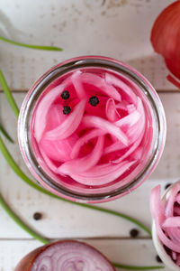 Close-up of food in glass bowl on table