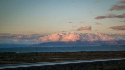 Scenic view of sea against sky at sunset
