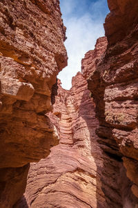 Low angle view of rocks on mountain