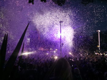 People enjoying music concert at night