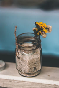 Close-up of flower vase on table