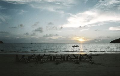 Scenic view of sea at sunset