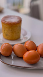 Close-up of dessert in plate on table