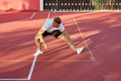 Full length of man running at home