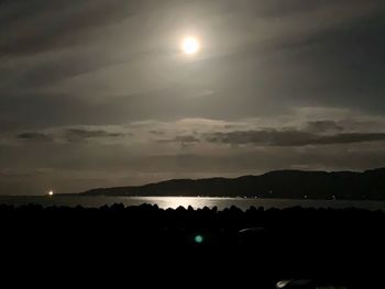 Scenic view of silhouette mountains against sky at sunset