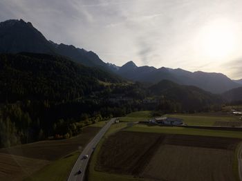 Scenic view of landscape against sky during sunset