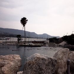Scenic view of sea and mountains
