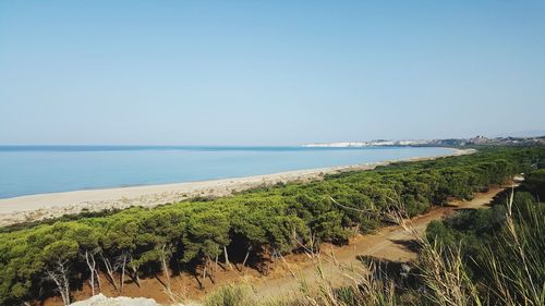 Scenic view of sea against clear sky