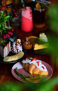 High angle view of food on table