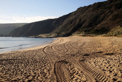 Scenic view of beach against sky