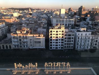 High angle view of buildings in city