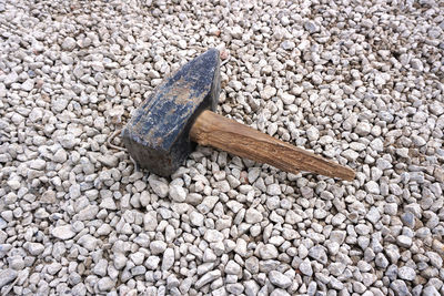 High angle view of pebbles on stone