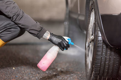 Man working in car