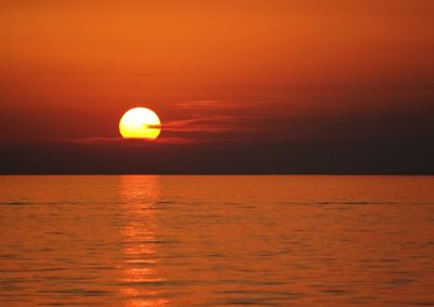 Scenic view of sea at sunset