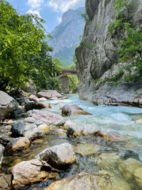 Scenic view of river flowing through rocks