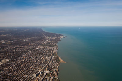 Aerial view of sea against sky