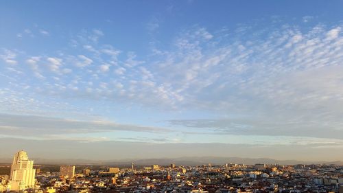 High angle view of townscape against sky