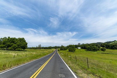 Road amidst green landscape against sky