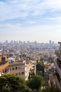 High angle view of cityscape against sky