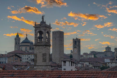 Bergamo the ancient city with towers and bell towers