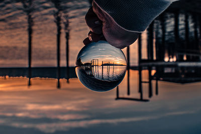 Lensball photographed at sunset in washington