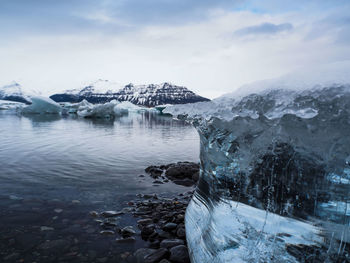 View  of jokulsarlon glacier lagoon