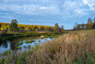 Scenic view of lake against sky