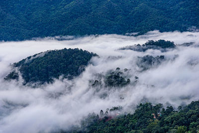 High angle view of mountains against sky