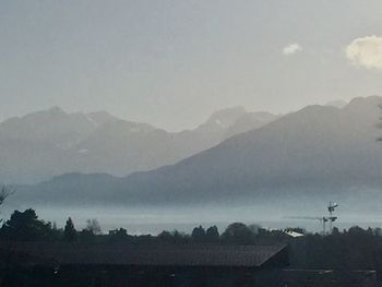 Scenic view of mountains against sky