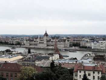 High angle view of buildings in city