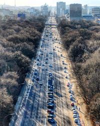 High angle view of city street