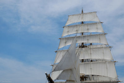 Low angle view of sailboat against sky