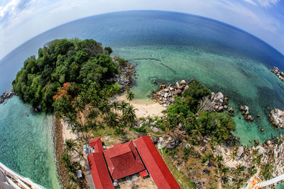 High angle view of sea against sky