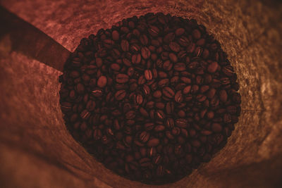 High angle view of coffee beans