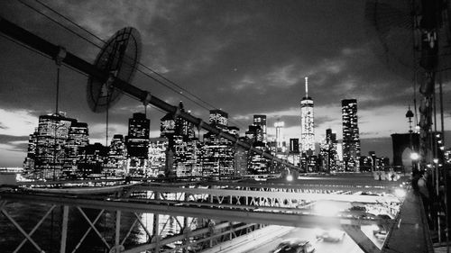 City skyline against cloudy sky