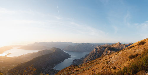 Panoramic view of mountains against sky