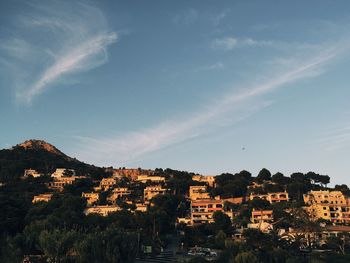 High angle view of town against sky