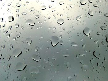 Full frame shot of raindrops on glass window